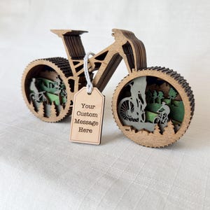 Mountain Bike Gift For Male or Female Cyclist, Personalized Wooden Cycling Keepsake