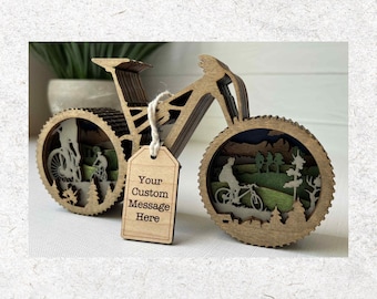 Mountain Bike Gift For Cyclist, Personalized Wooden Cycling Keepsake