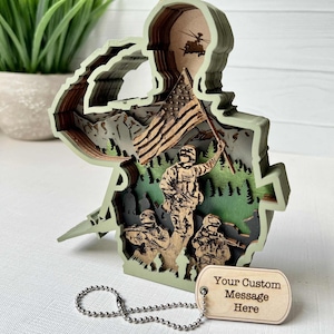 Personalized Military Retirement Gift: Wooden Layered Plaque