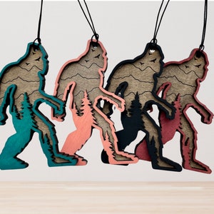 Bigfoot Mirror Charm Backpack Tag Sasquatch Cryptid Ornament Car Charm Colorful Bigfoot Gift Idea