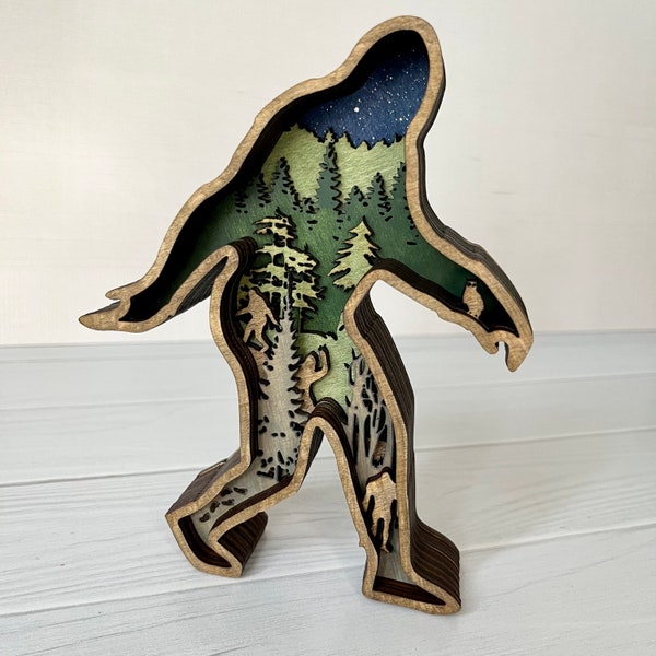 Bigfoot Night Sky Painted Sasquatch Theme Room Decor Cryptid Birthday Gift Idea