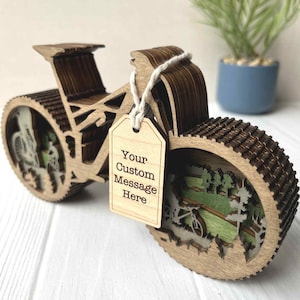 Mountain Bike Gift Personalized Wooden MTB Desk Decoration Bicycle Rider Present MTN Biking Award Trophy Race Mini MTB Sculpture Bikepacking