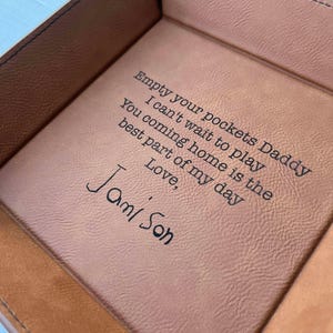 Empty your pockets Daddy, Custom Valet Tray for Dad, Father&#39;s Day Gift, Personalized Catch All Tray, Leather Coin Tray, Dad Gift from Child