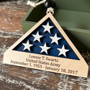 Personalized Veteran First Responder Memorial Retirement Folded Flag 3D Ornament Keepsake