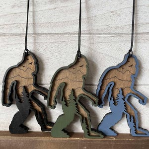 Bigfoot Mirror Charm Backpack Tag Sasquatch Cryptid Car Ornament Car Charm Colorful Bigfoot Gift