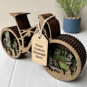 Mountain Bike Gift Personalized Wooden MTB Desk Decoration Bicycle Rider Present MTN Biking Award Trophy Race Mini MTB Sculpture Bikepacking
