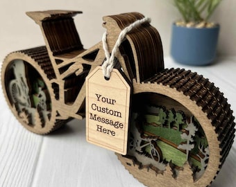 Mountain Bike Gift Personalized Wooden MTB Desk Decoration Bicycle Rider Present MTN Biking Award Trophy Race Mini MTB Sculpture Bikepacking