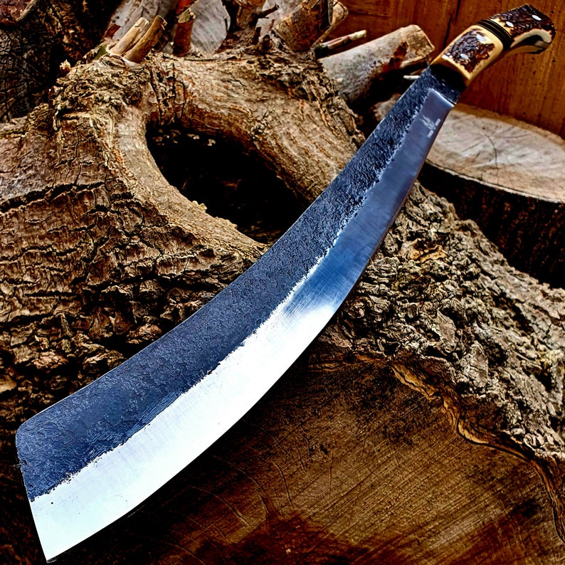 Machete Parang knife Parang Hand-Made Outdoor Camping Stag Forged Hunter Gift for Him Valentines for Her Horn image 3
