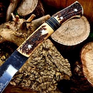 Machete Parang knife Parang Hand-Made Outdoor Camping Stag Forged Hunter Gift for Him Valentines for Her Horn image 4