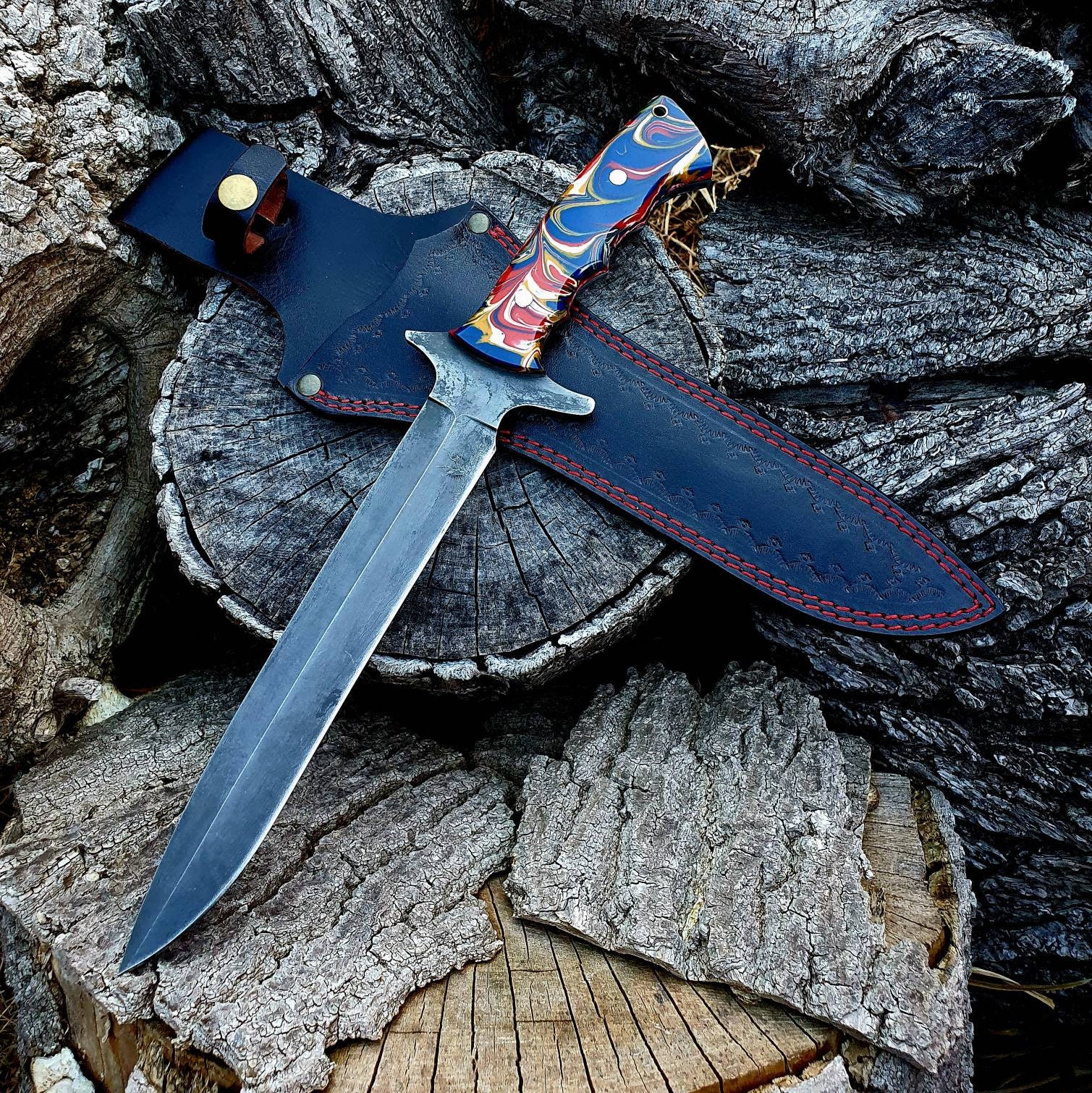 Dagger Knife pig Sticker Handmade Outdoor Knife Camping Knife Backpack