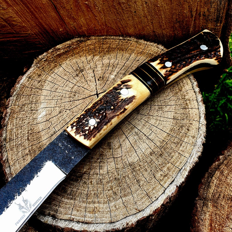 Machete Parang knife Parang Hand-Made Outdoor Camping Stag Forged Hunter Gift for Him Valentines for Her Horn image 7