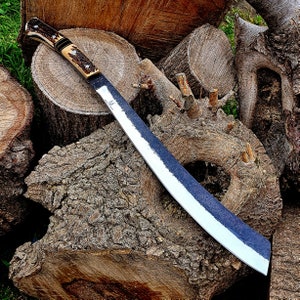 Machete Parang knife Parang Hand-Made Outdoor Camping Stag Forged Hunter Gift for Him Valentines for Her Horn image 5