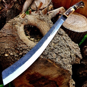 Machete Parang knife Parang Hand-Made Outdoor Camping Stag Forged Hunter Gift for Him Valentines for Her Horn image 8