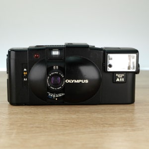 Olympus XA2 Camera & A11 Flash - 35mm Point  Shoot Rangefinder Camera Black