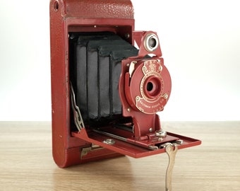 Red Kodak Rainbow Hawk-Eye No. 2 Vintage Folding Camera Model B - Working