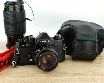 Cosina CT-1A - 35mm SLR Film Camera with TWO Lenses Bundle, Tested, Pentax K