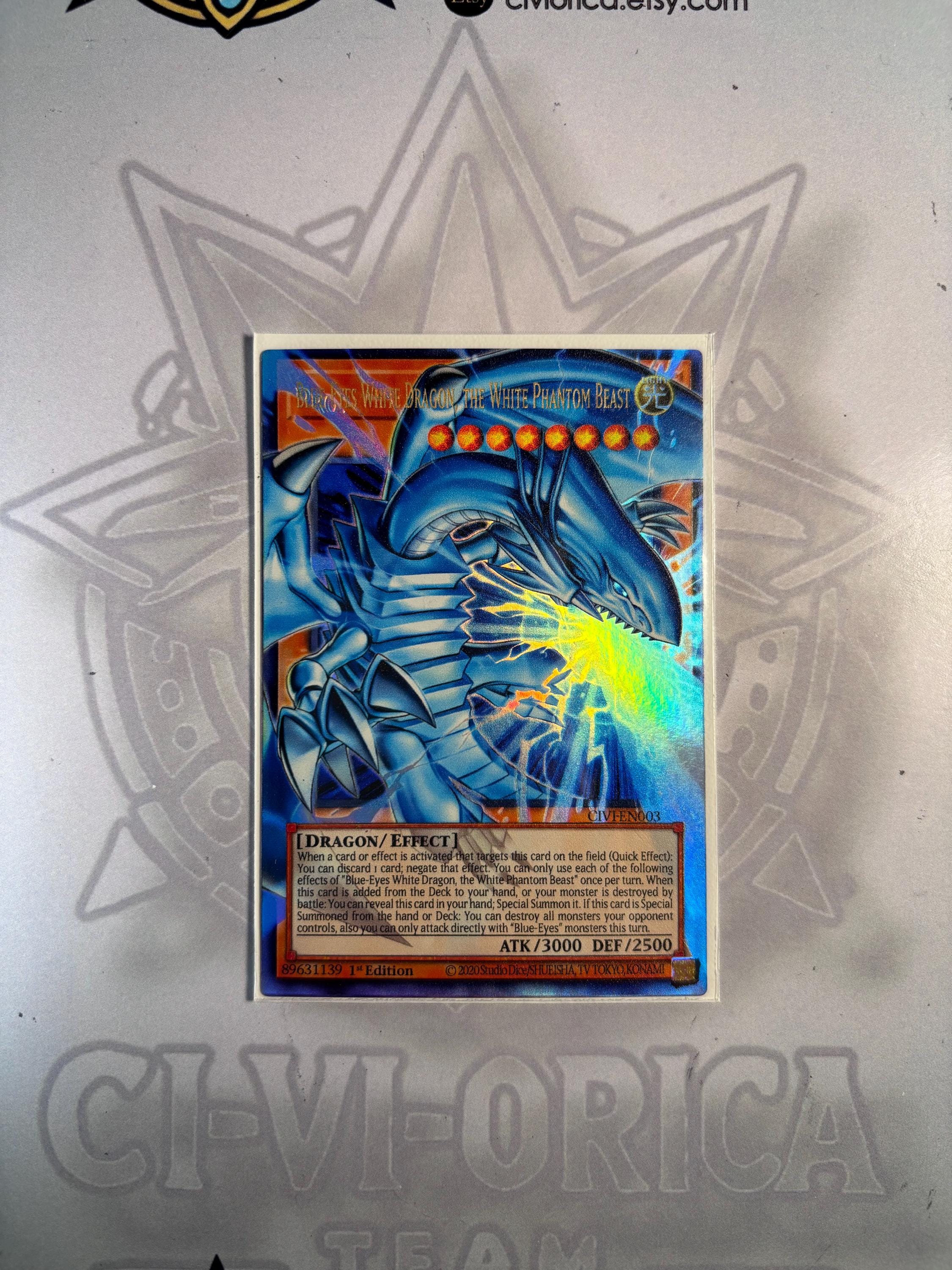 Blue-eyes White Dragon, the White Phantom Beast - Overframe Rare - Handmade  Proxy by Ci-vi-orica! - Etsy