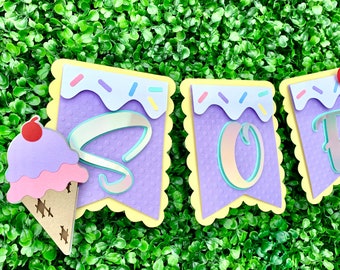 Ice Cream Birthday Garland, Ice Cream Banner, Sweet Birthday Banner, Ice Cream Party Supplies
