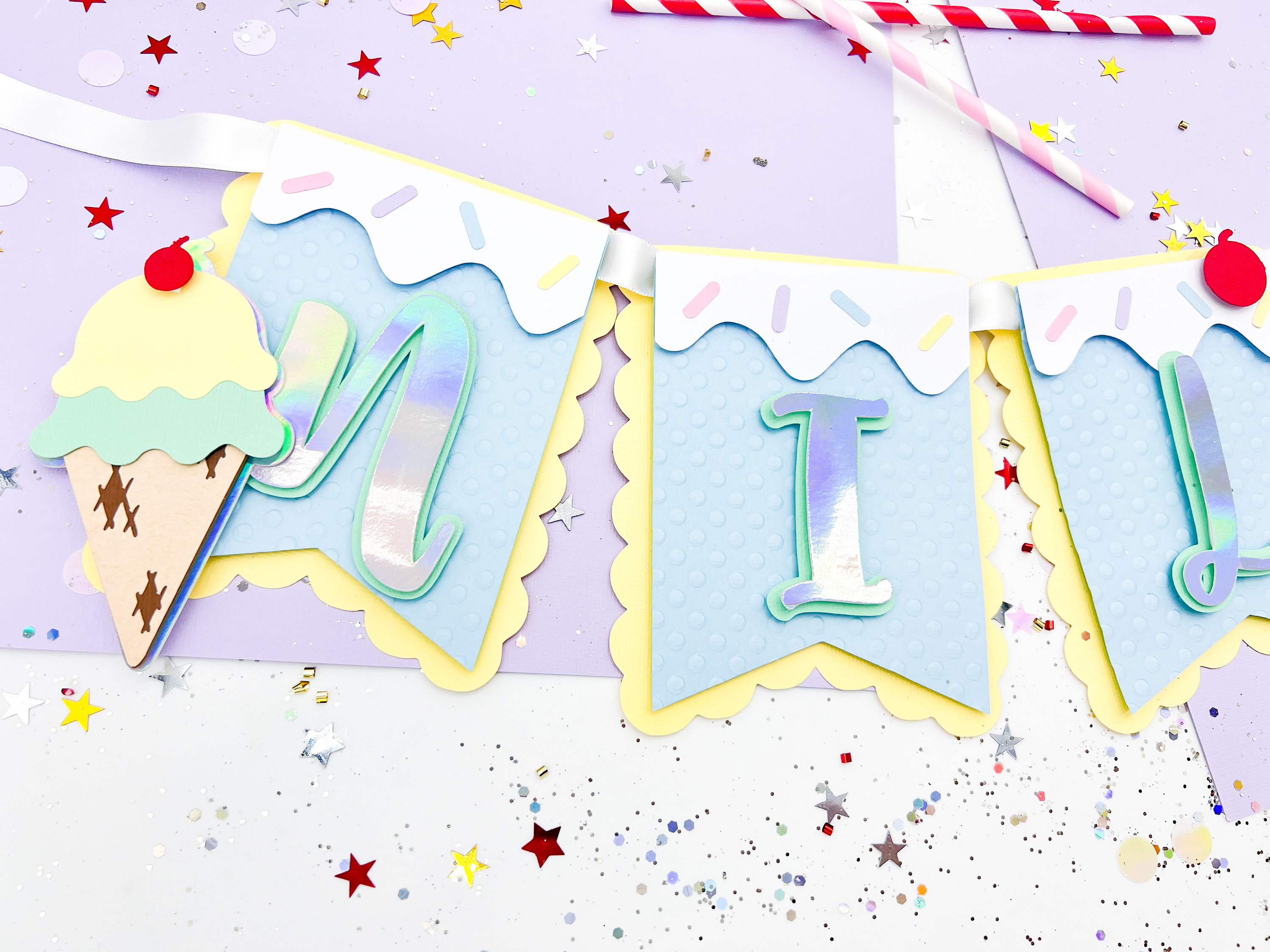 Banner Ice Cream Ice Cream Theme Banner Ice Cream Garland Ice Cream Party GarlandIce Cream Happy Birthday Banner Ice Cream