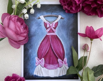 Cinderella's Pink Dress Disney Style, Art Print