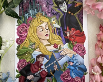 Sleeping Beauty, Disney style, Art Print