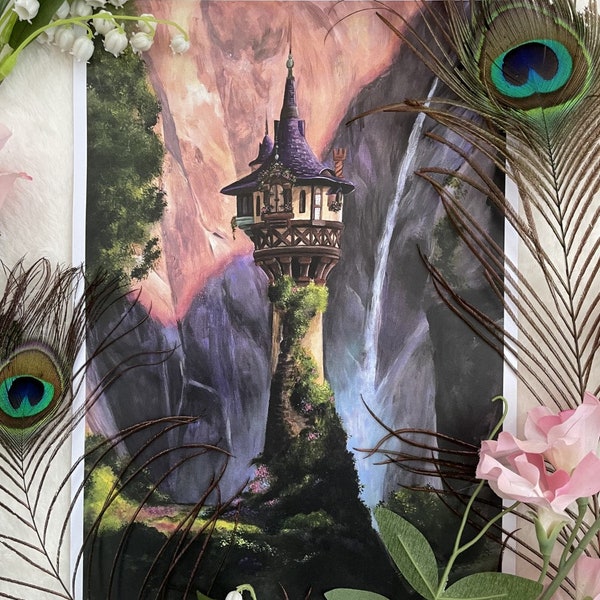 Tangled Tower Disney Style, Realism Art Print