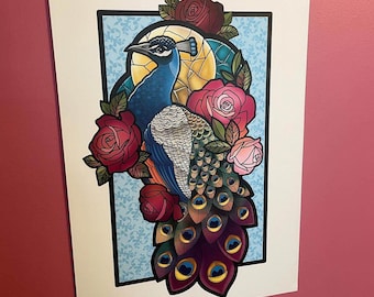 Stunning Bright Peacock Glory Print - a3