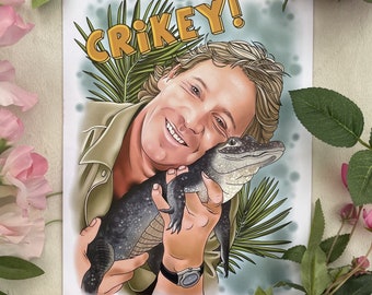 Steve Irwin Art Print w/ Crocodile