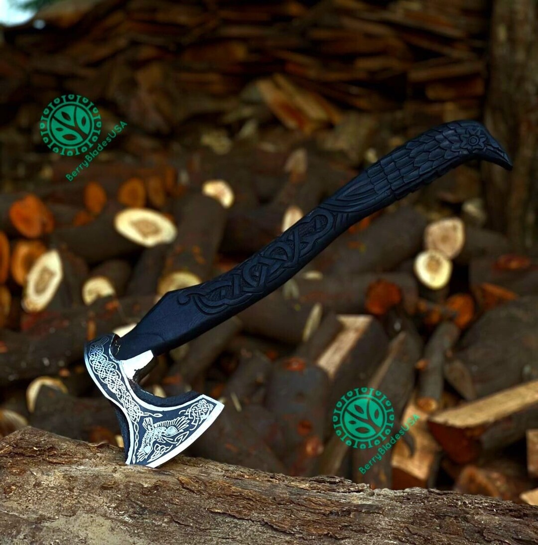 Exotic Raven Axe Handmade Viking Axe Raven Carved Axe Raven Etsy
