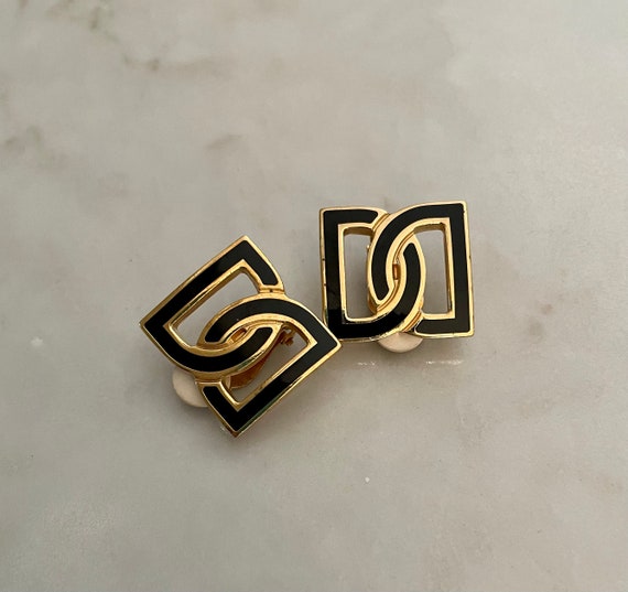 Celine Luxury Brand Logo Vintage Clip Earrings 