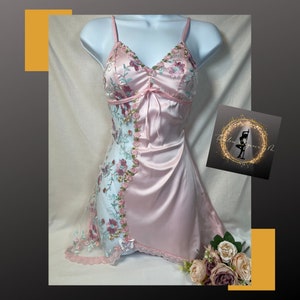 Romantic Pink Satin Cami Nightdress Lingerie