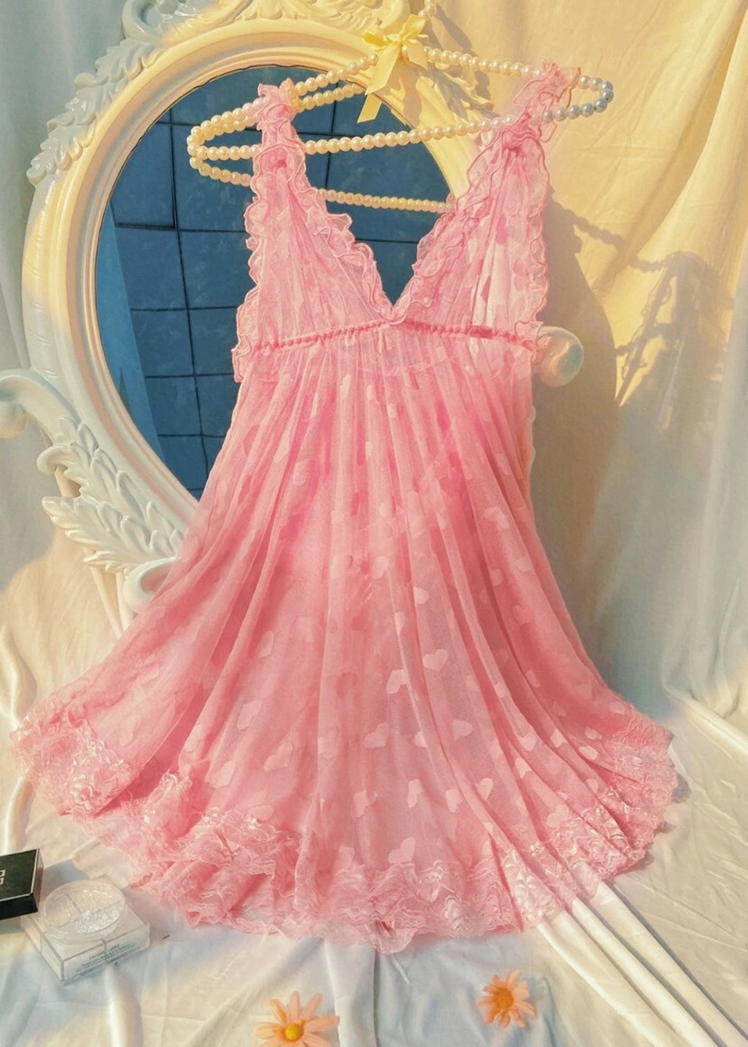 Romantic Heart Sheer Mesh Babydoll Lingerie - Etsy