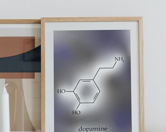 Molecule Printable Art - Dopamina - Science and Brian Poster - Descarga digital instantánea