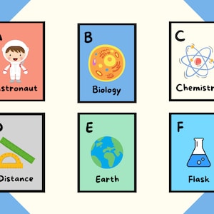 ABCs for Tiny Scientists -  Printable Alphabet Flashcards for Kids - Instant Digital Download