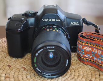 Yashica 109 analog 35mm film camera - with built-in motor drive, 28-80mm Yashica lens & flash - restored, tested and guaranteed!