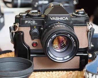 Yashica FX-D analog film camera - with 50mm f1.7 lens, winder, battery and strap, restored, tested & guaranteed!