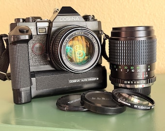 Cosina CT7 Computer: 35mm Film Camera with 50mm f1.4 Lens, 135mm lens and Winder