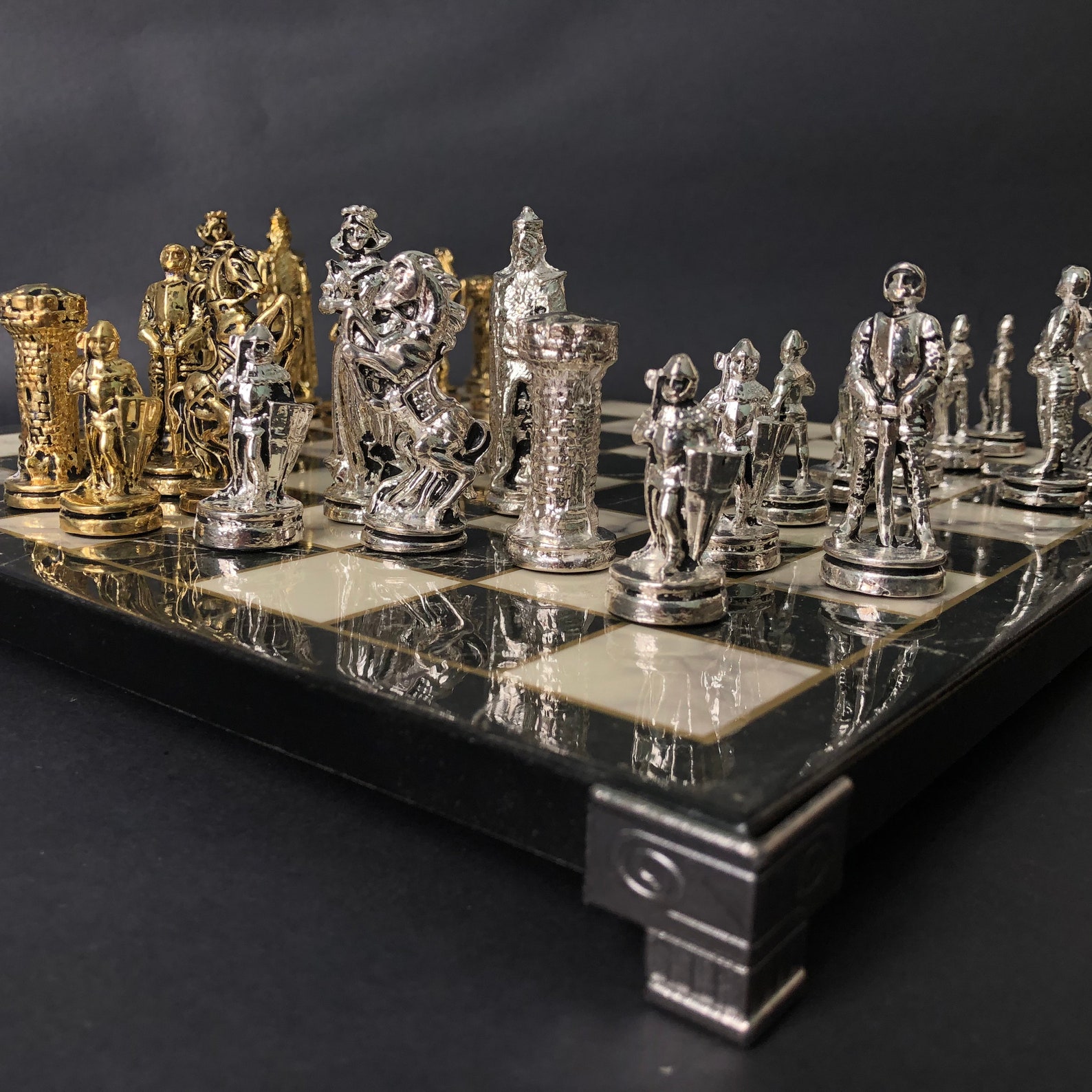 UK Crusader British Luxury Chess Pieces Chess Set Cast Iron Etsy