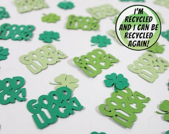 Good luck confetti for cards, tables, parties | shamrocks, luck of the Irish | Made from recycled card