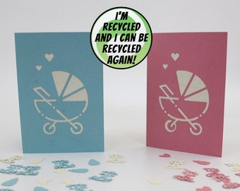 Nouvelle carte de vœux pour bébé, fabriquée à partir de matériaux recyclés | carte de voeux personnalisable, écologique et durable, envoyer directement au destinataire