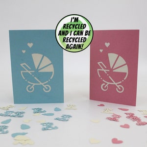New baby greeting card, made from recycled materials | customisable, eco-friendly, sustainable greeting card, send direct to recipient