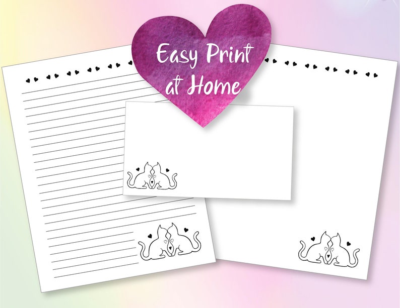 Letter Writing Set / Love Letter / Cat Stationery Set / Cat Etsy