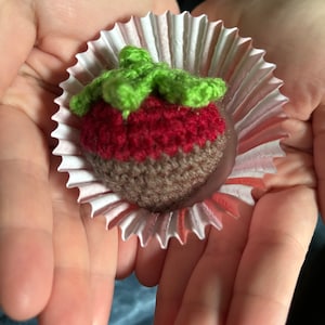 Crocheted chocolate covered strawberries