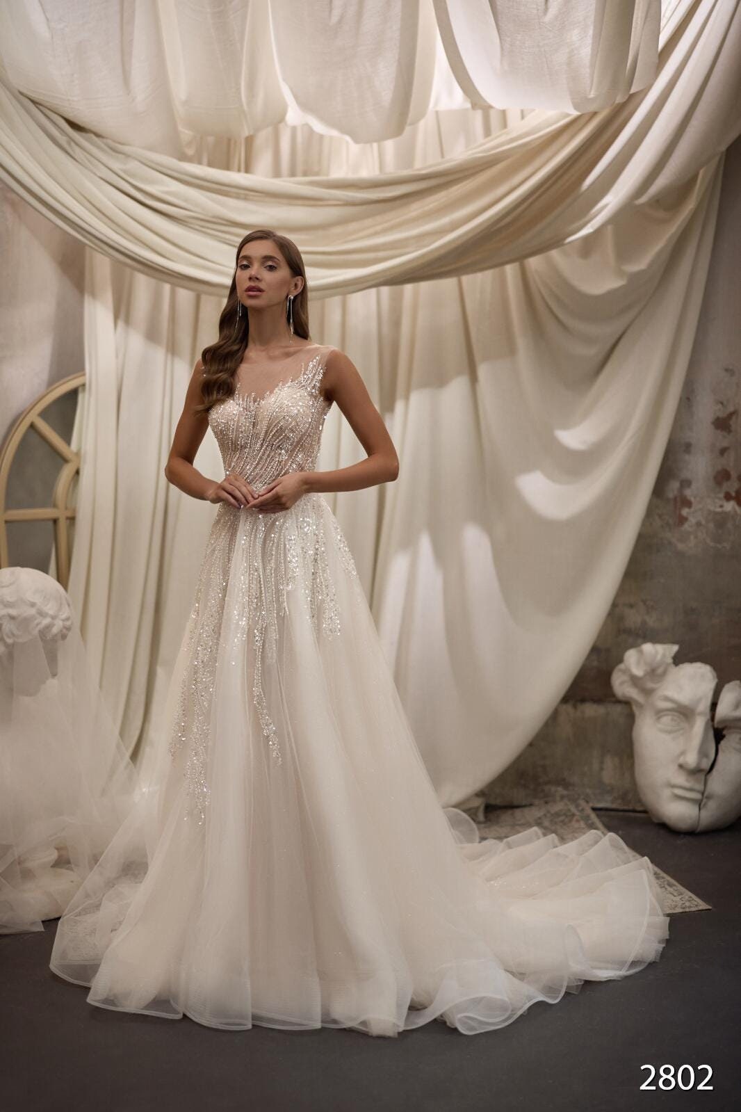 Sparkly a Line Wedding Dress - Etsy