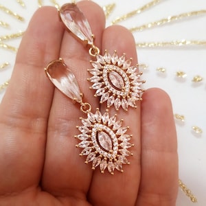 Art Deco Wedding Earrings Diamond Bridal Earrings Swarovski Crystal Statement Earrings For Bride Gatsby Earrings Gold Statement Jewelry Set