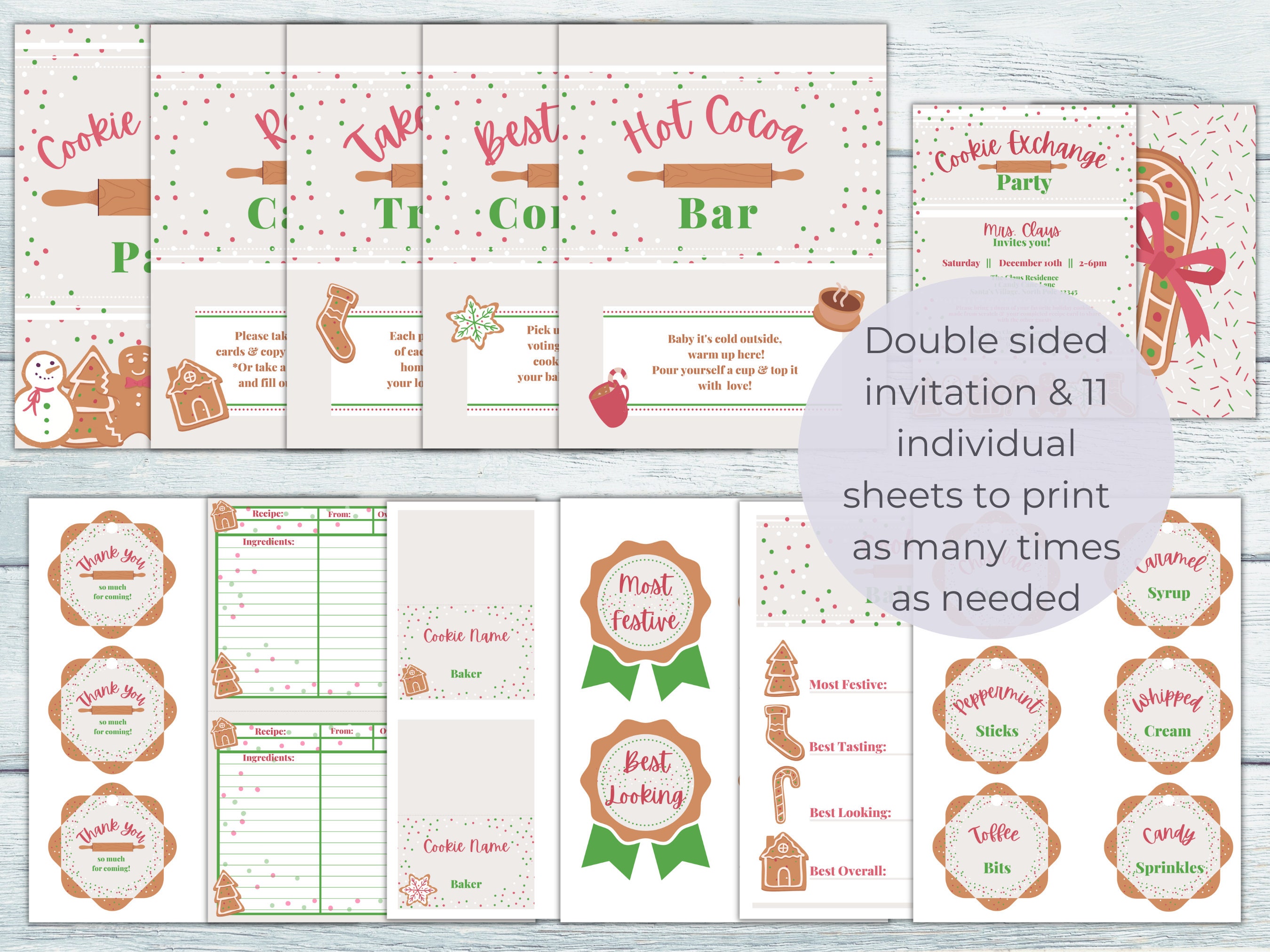 Christmas Cookie Exchange Party Bundle, Printable Invitation ...