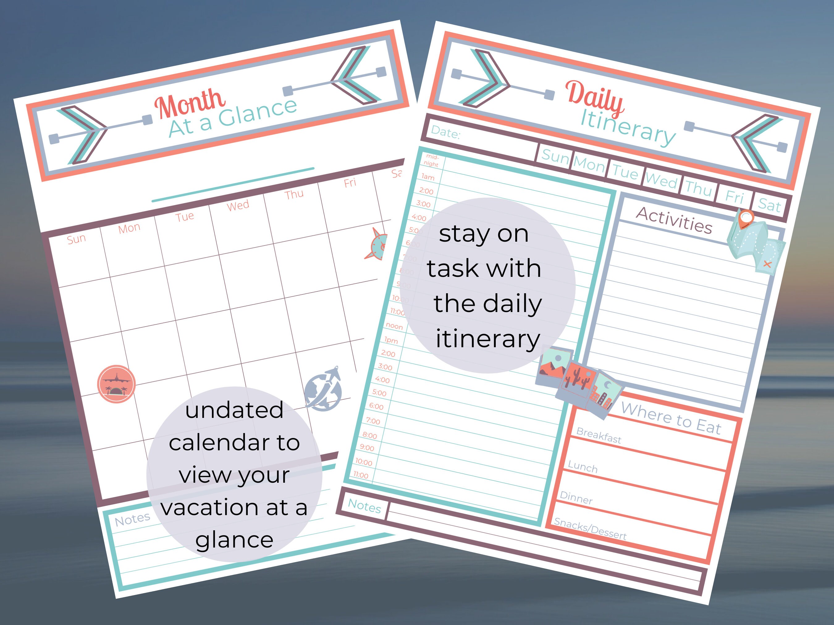 Vacation Planner, Printable Planner, Instant Download, Vacation ...