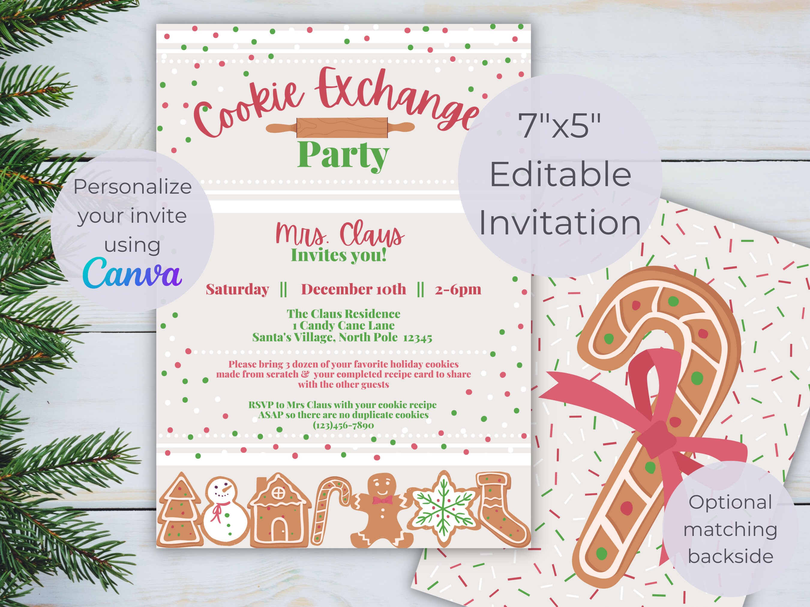 Christmas Cookie Exchange Party Bundle, Printable Invitation ...