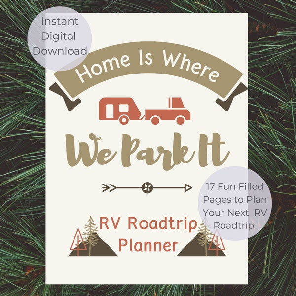 RV roadtrip planner, road trip planner, printable planner, RV printable checklist, RV camping planner, camping printable