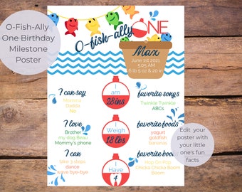 O-Fish-Ally One Birthday Milestone Poster, Editable Template (Digital Download)